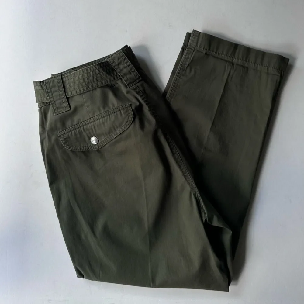 Lauren Ralph Lauren Green Khaki Belted Safari Style Cropped Trousers Capri 10